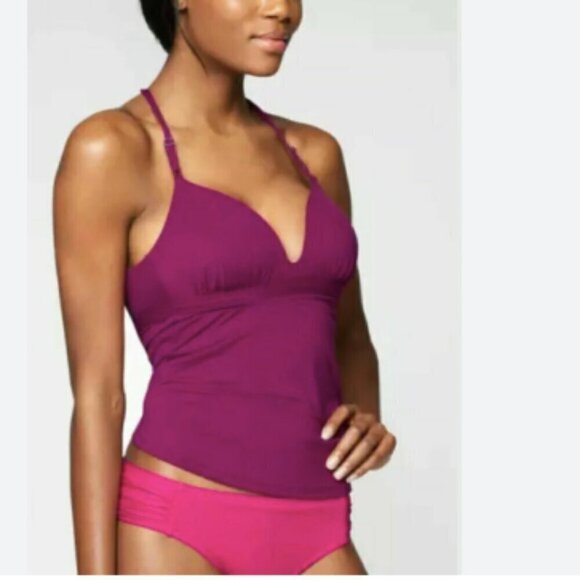 Athleta Prism Back Tankini Top Exotic Fuschia UPF 50+ - Picture 2 of 9